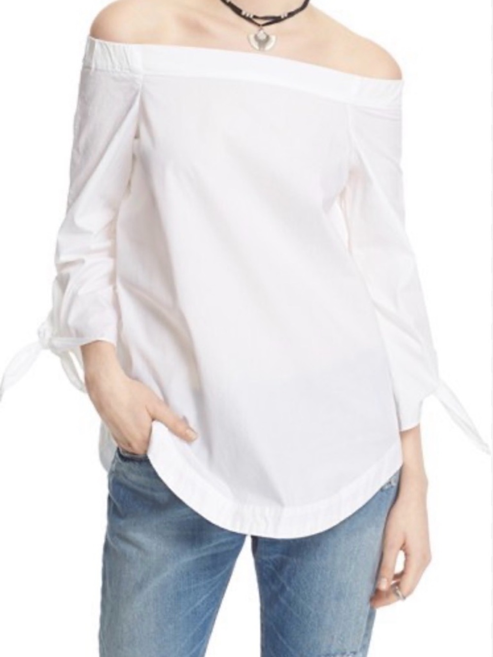 Free People Show Me Some Shoulder Off-Shoulder White Top - Size XS